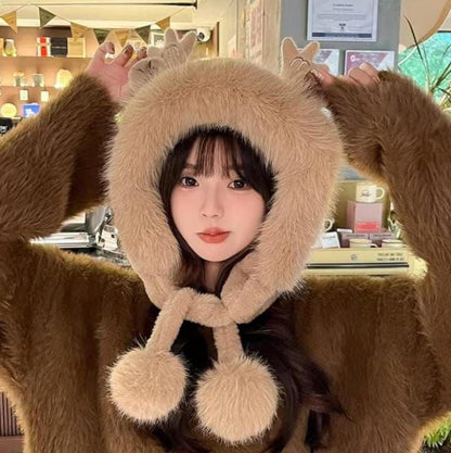 Soft Fluffy Bunny Ears Winter Cap