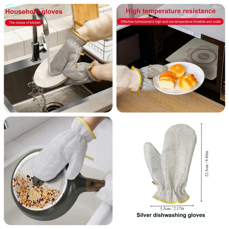 Multipurpose Silver Dishwashing Gloves Cleaning Glove Single Piece