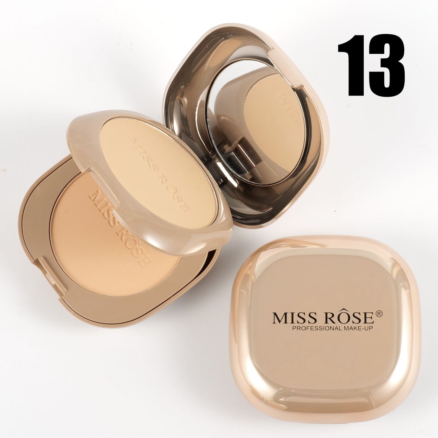 Miss Rose 2in1 Pink Metallic Mirror Dual Compact Face Powder