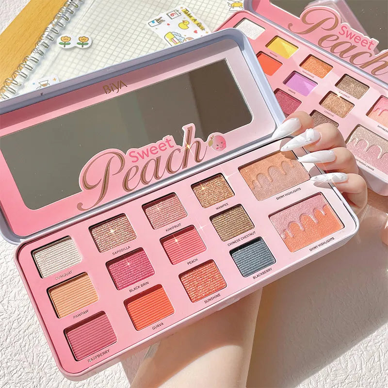 Biya Sweet Peach 14 Color Highlighter Shimmer Eyeshadow Palette