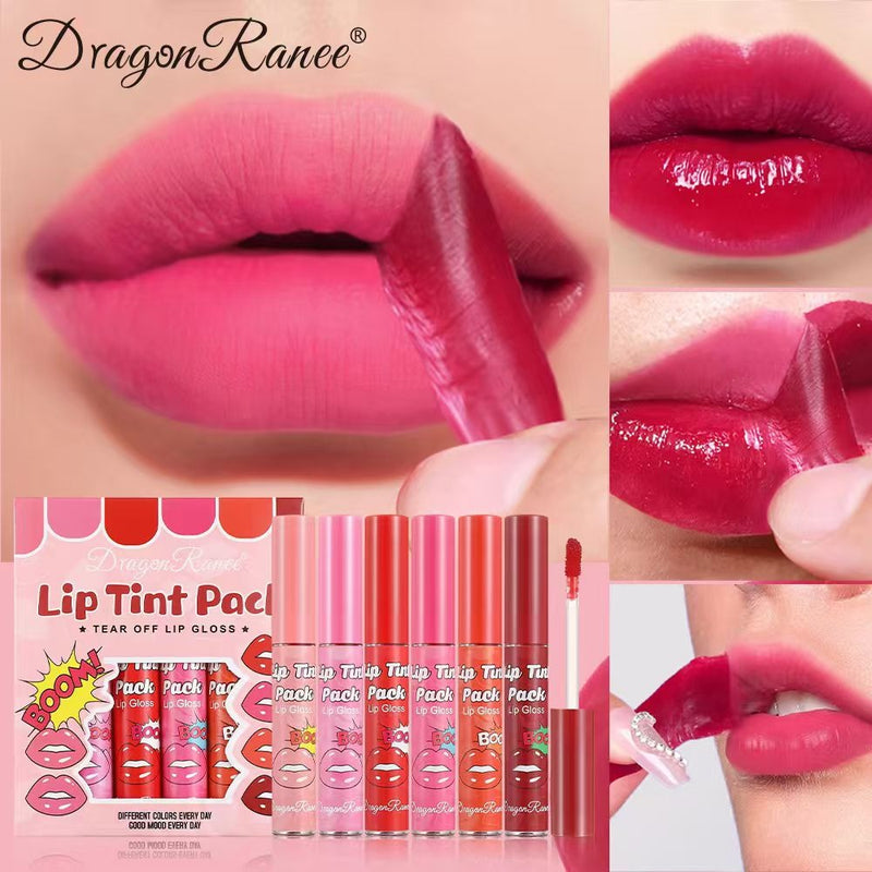 Dragon Ranee Tear Off Peel Off Lip Gloss 6Pcs Set