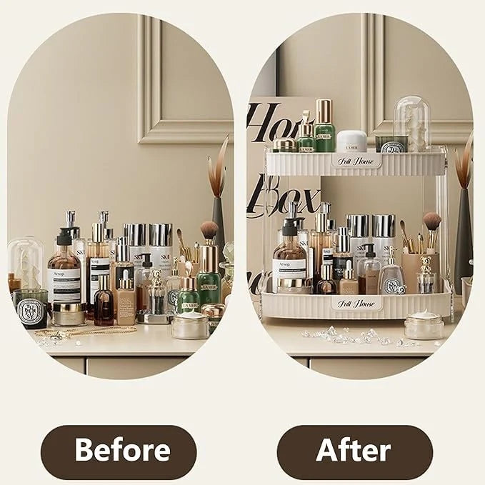 Desktop Double Layer Bathroom Organizer Shelf Cosmetic Storage Rack Holder