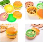 Burger Shape Double Layer Plastic Lunch Box with Spoons