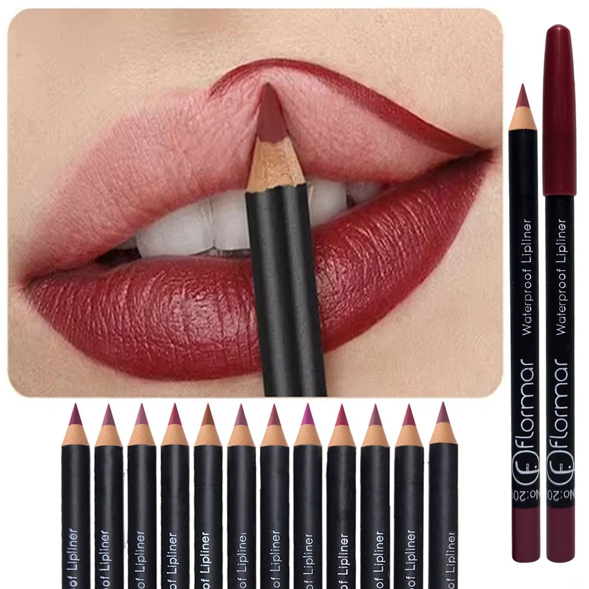 Flormar 12 Color Waterproof Matte Lip Liner Pencil