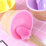 Cute Waffle Design Ice Cream Cup With Spoon