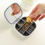 Portable Mini Jewelry Organizer Box With Mirror