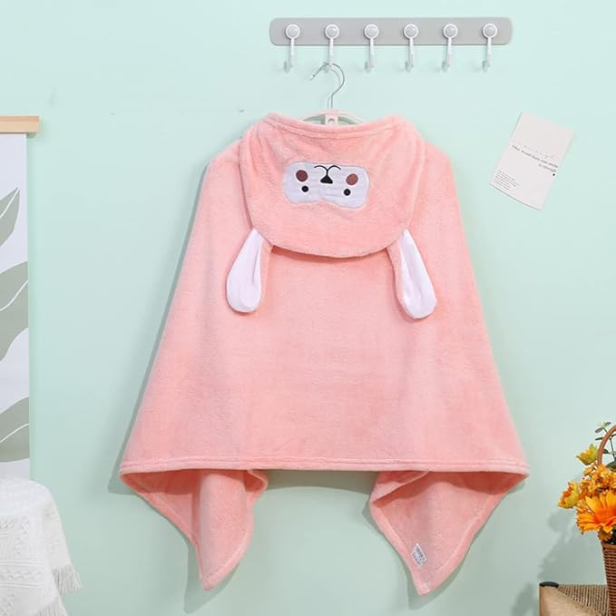 Cute Cartoon Hooded Fleece Kids Bath Towel