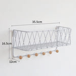 Wall Mounted Criss Cross Wall Shelf Storage Rack With Hook