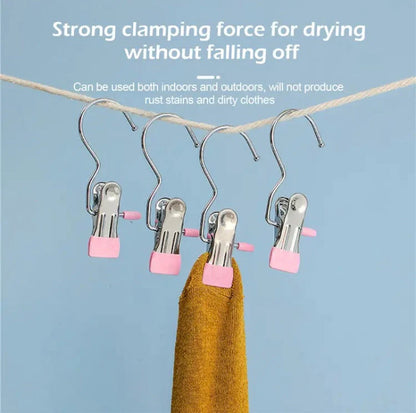 Multifunctional Stainless Steel Portable Cloth Hook Clip Organizer Hanging Clip Pair