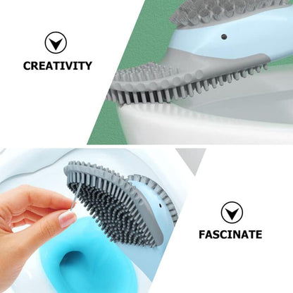 Duck Wall Mount Toilet Cleaning Brush Silicone Scrubber With Long Handle