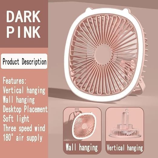 Table Lamp & Desktop Fan 3 Speed Function Rechargeable