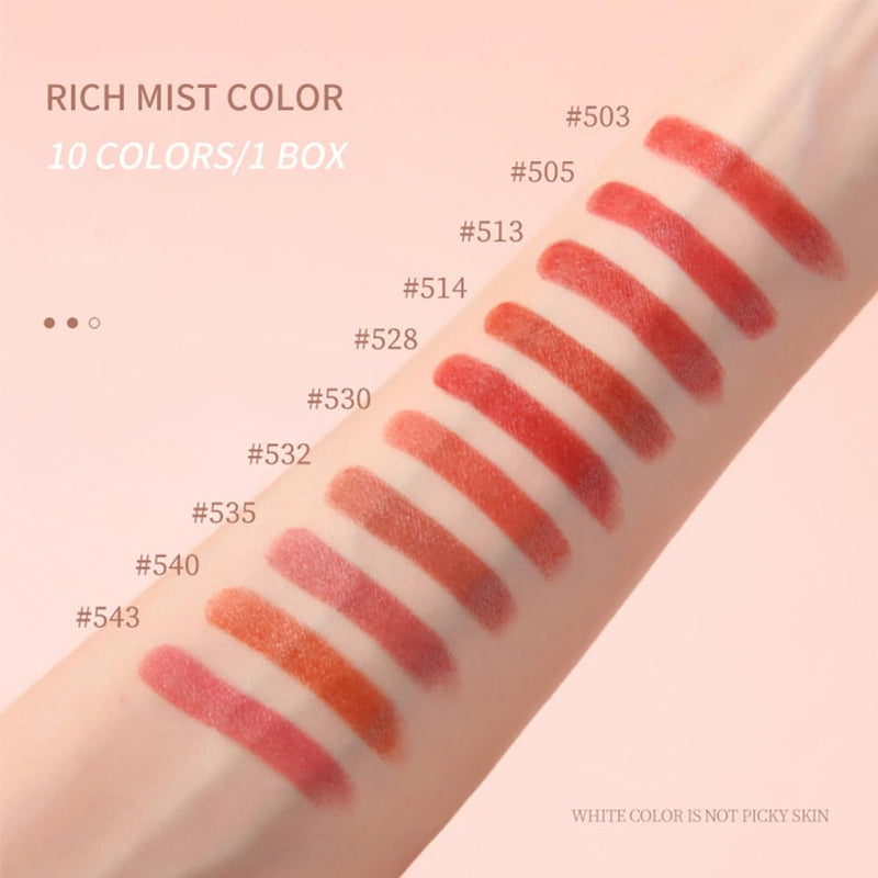 HiVi Peach Soft Light Matte Lipstick 10Pcs Set