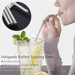 Reusable Stainless Steel Straw with Cleaning Brush Long Metal