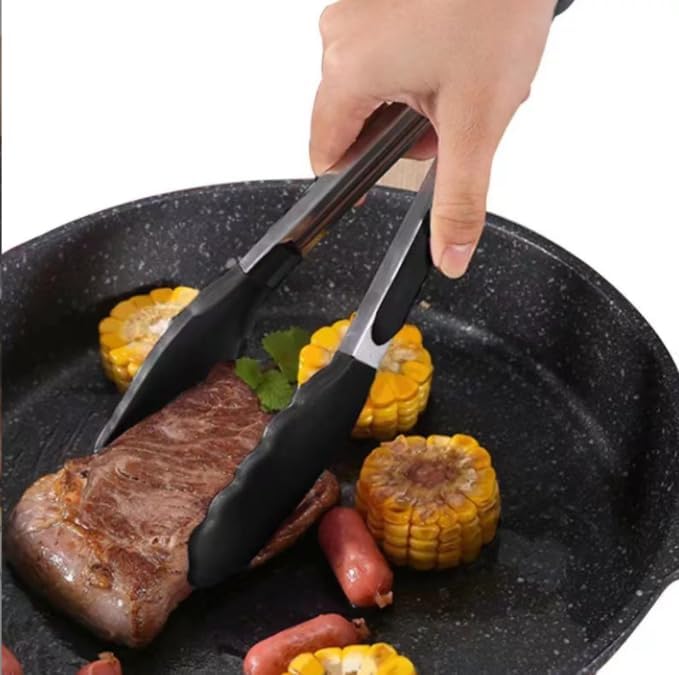 Stainless Steel With Silicone Food BBQ Grill Steak Clip Tong