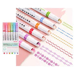 6 Colors Roller Flower Heart Curve Line Highlighter Marker Pen Set For Drawing