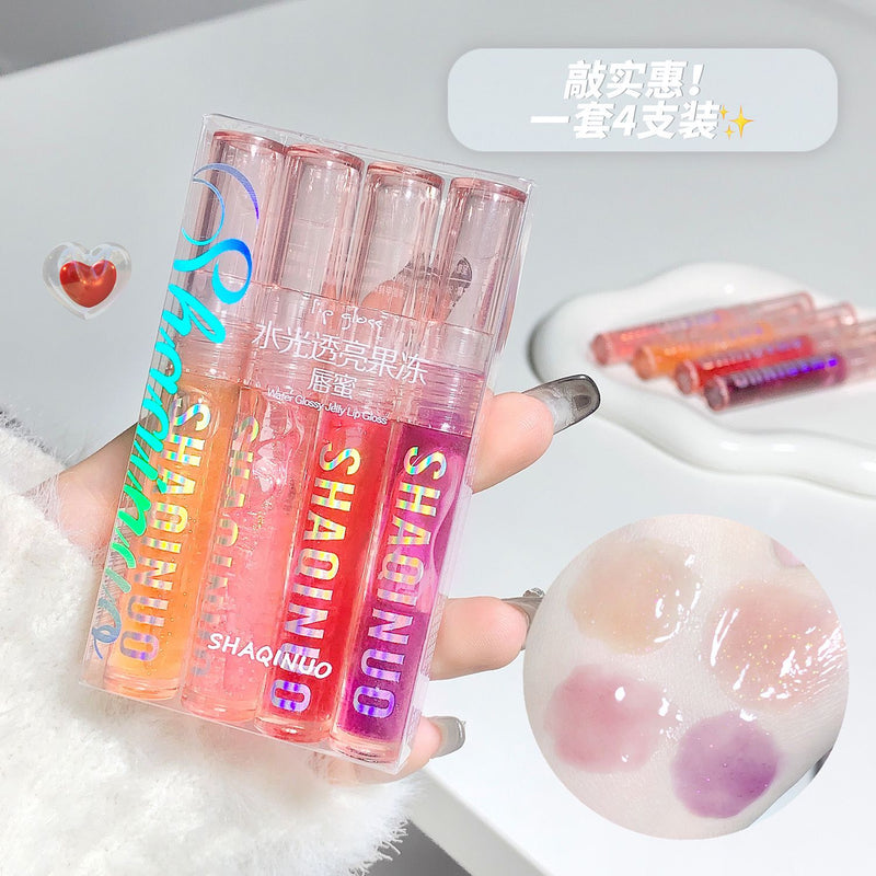 SHAQINUO Hydrating & Plumping Lustrous Jelly Lip Gloss 4pcs Set