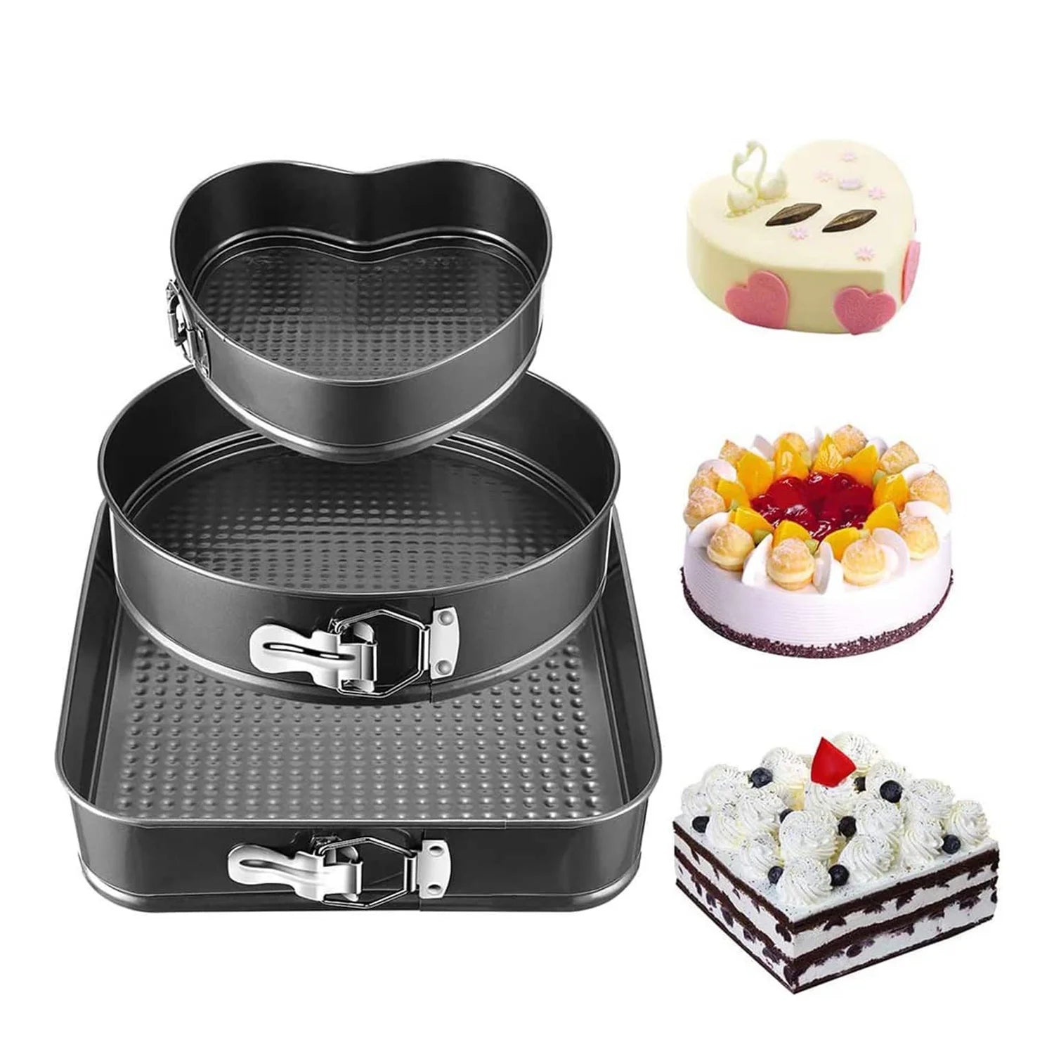 Heart Round Square Nonstick Cheese Cake Pan Cake Mold 3pcs Set