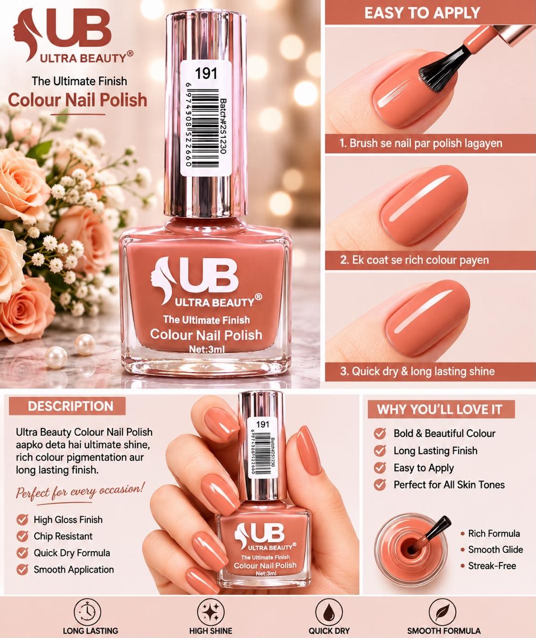 Ultra Beauty Colour Nail Polish – 3ml (Set B)