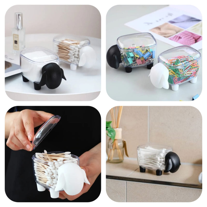 Multifunctional Creative Dustproof Acrylic Cute Sheep Cotton Bud Holder Storage Box