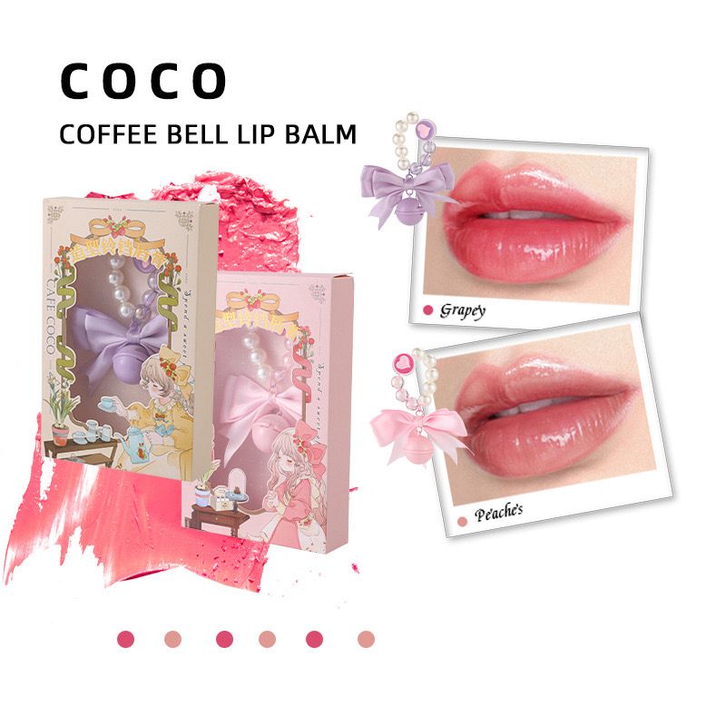 CAFE COCO Portable Bell Lip Balm Moisturizing Hydrating Long-Lasting Lip Balm Mirror Surface Replenishment Water-Rich Lip Blam