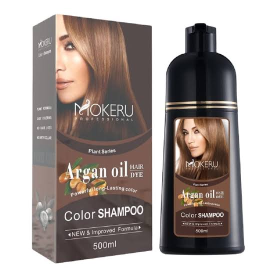 Mokeru Argan Oil Color Hair Dye Shampoo 500ml Brown