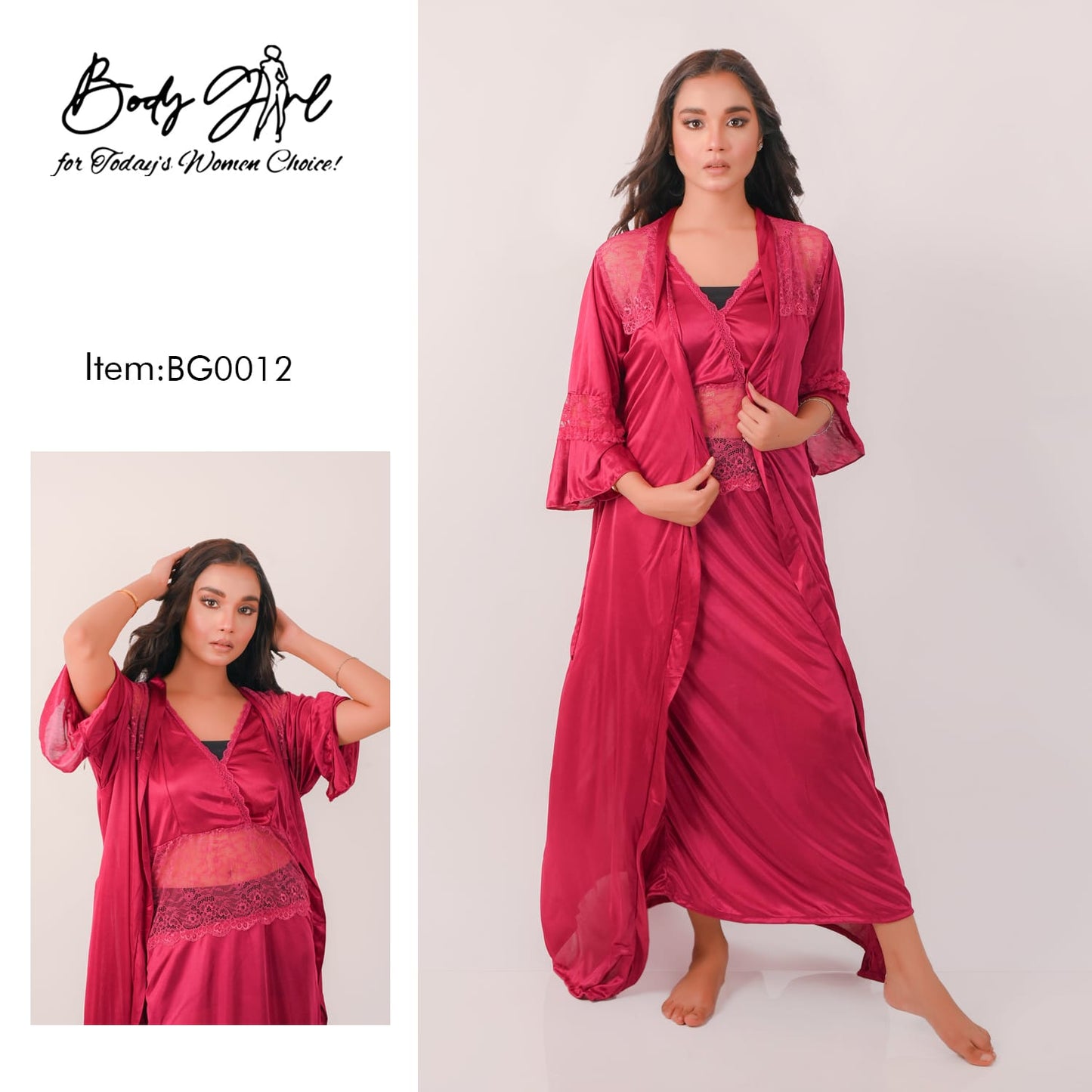 Body Girl Tender Tides Pink Nighty 3pcs BG0012