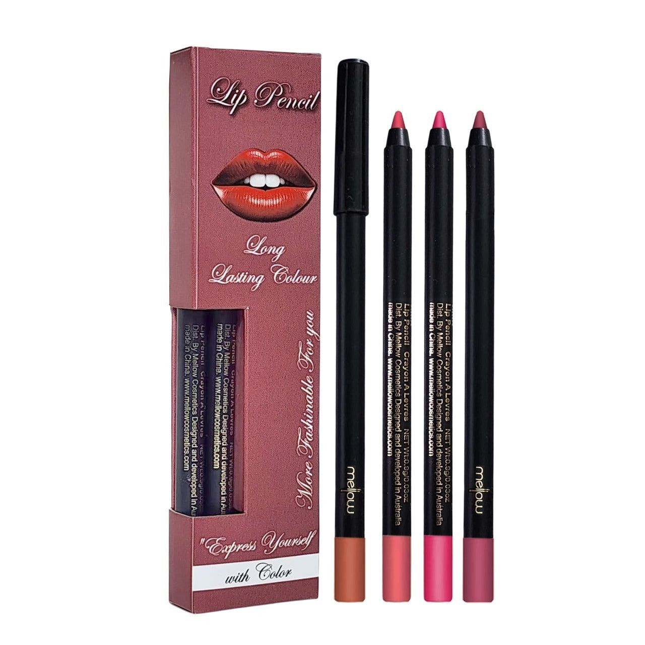 Mellow 4pcs Matte Lip Crayons Pencil Box