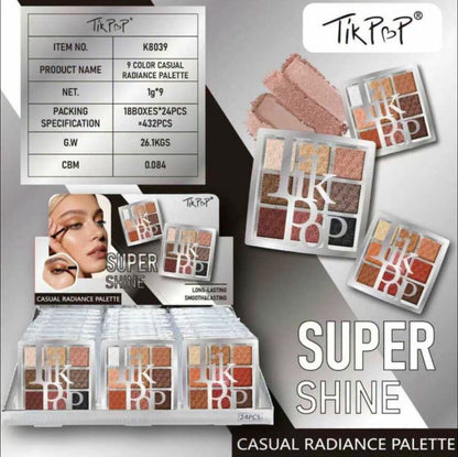 TikPop 9 Color Casual Radiance Eyeshadow Palette Pack of 3