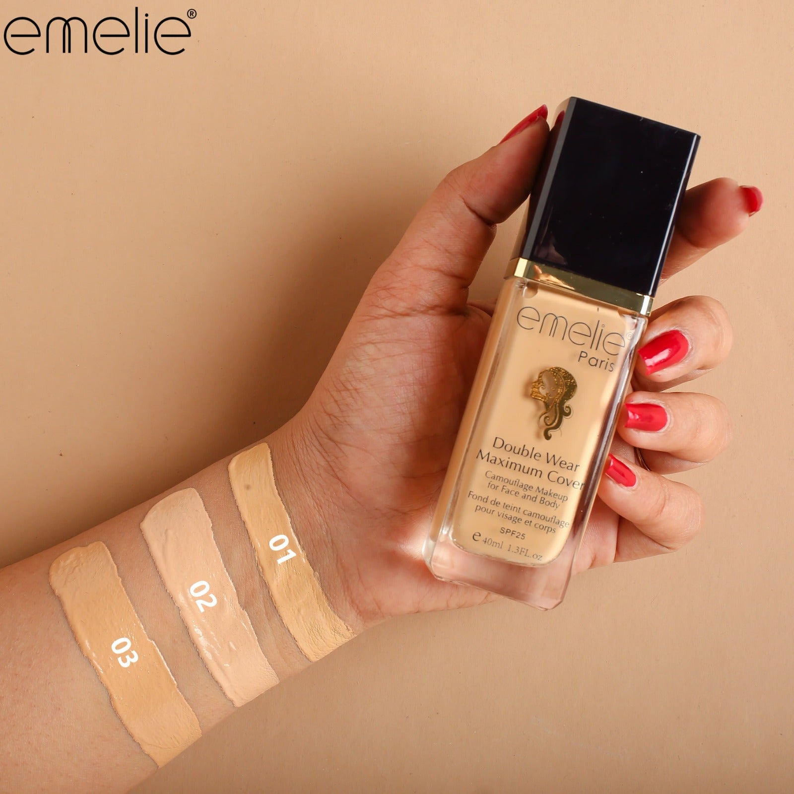 Emelie Double Wear Maximum Cover Waterproof SPF25 Foundation