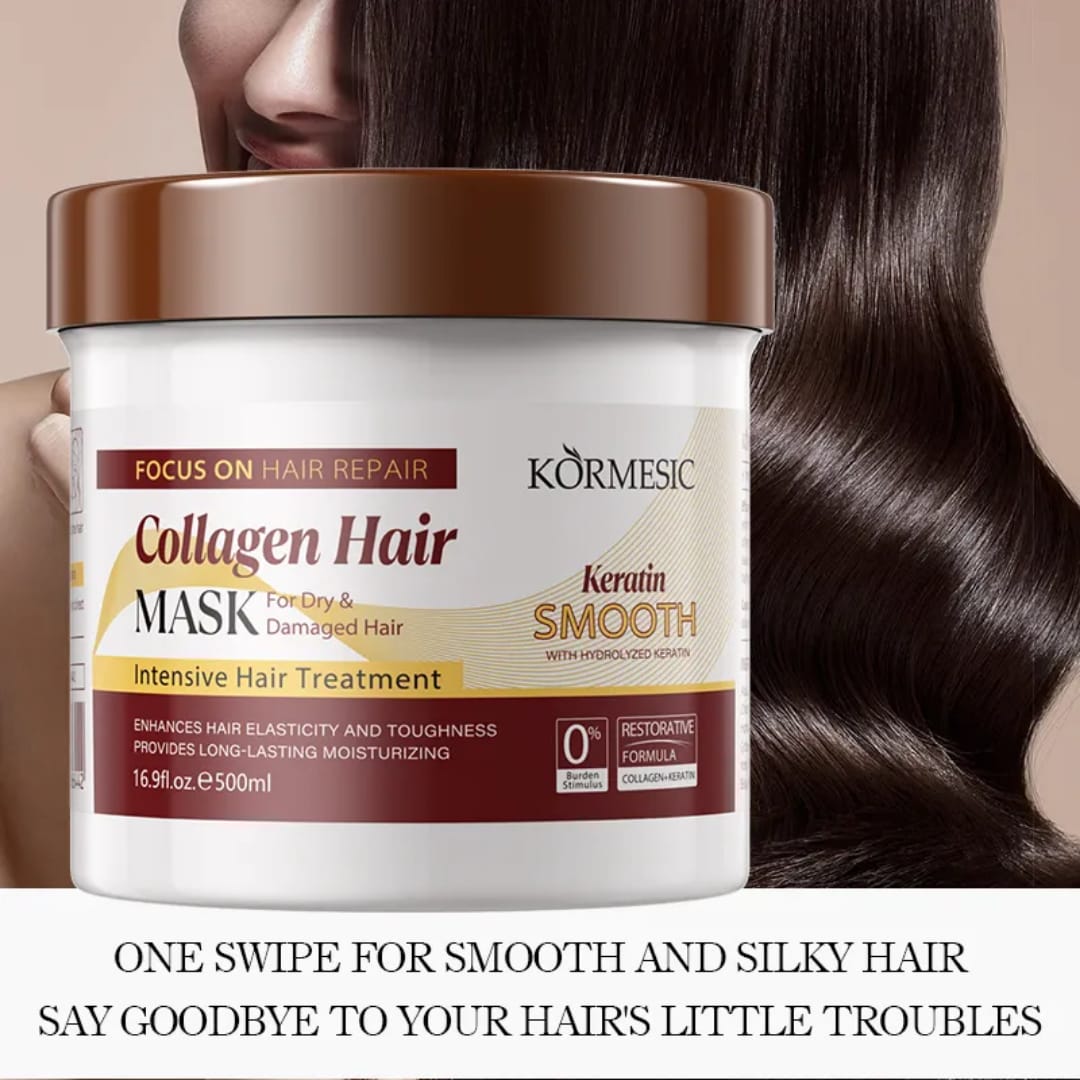 Kormesic Keratin Smoothing Repair Collagen Hair Mask for Dry &amp; Damaged Hair 500ml