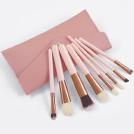 8pcs Pink Makeup Brush Set + Carry Bag