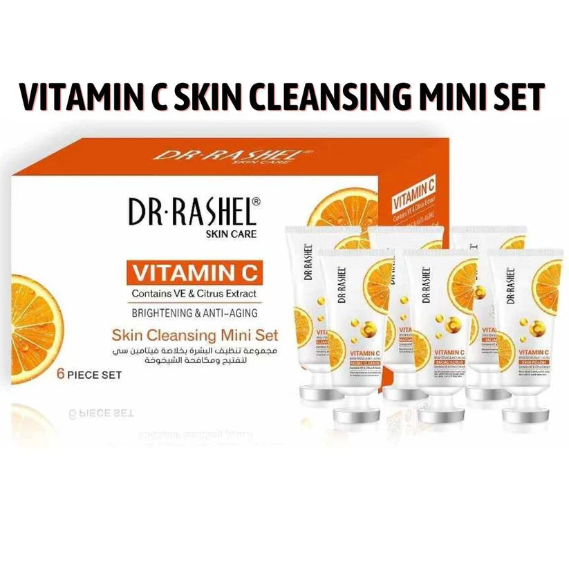Dr Rashel Vitamin C Brightening & Anti - Aging Skin Cleansing Mini Set Pack of 6
