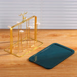 Golden Metal Glass Stand Cup Drying Rack For Kitchen