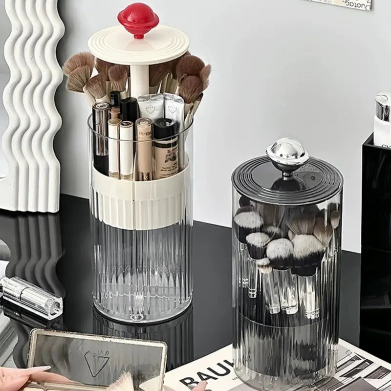 Press Type Automatic Desktop Makeup Cosmetic Brush Organizer Storage Box