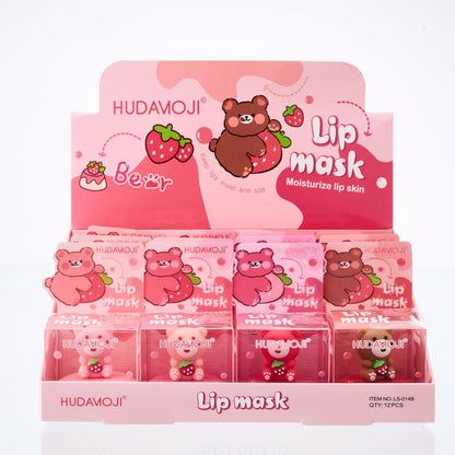 Hudamoji 4pcs Cute Bear Moisturiser Lip Mask