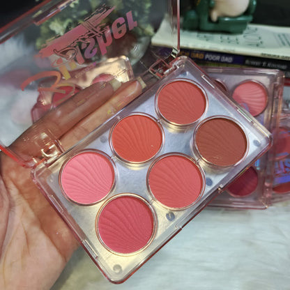 Rosy Glow Velvet Blush Palette – 6 Ultra Pigmented Bridal Shades
