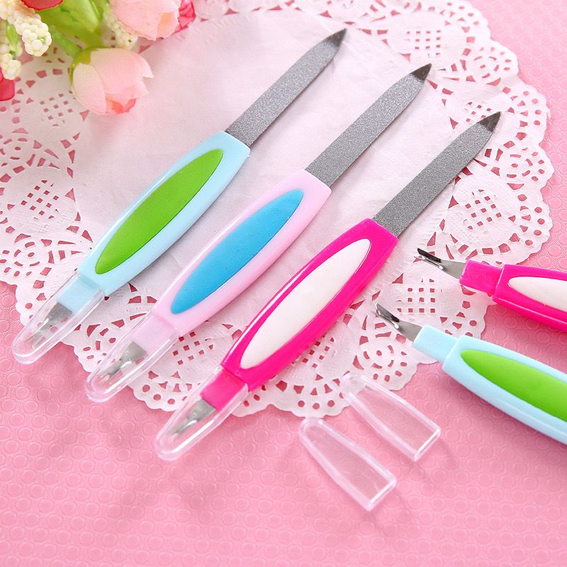 Multifunctional 2 in 1 Stainless Steel Cuticle Nail Buffer Nail Filler