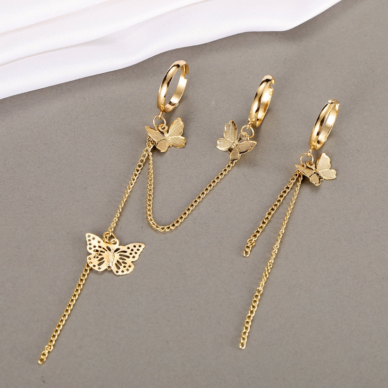 3 Pcs New Butterfly Chain Ring Set
