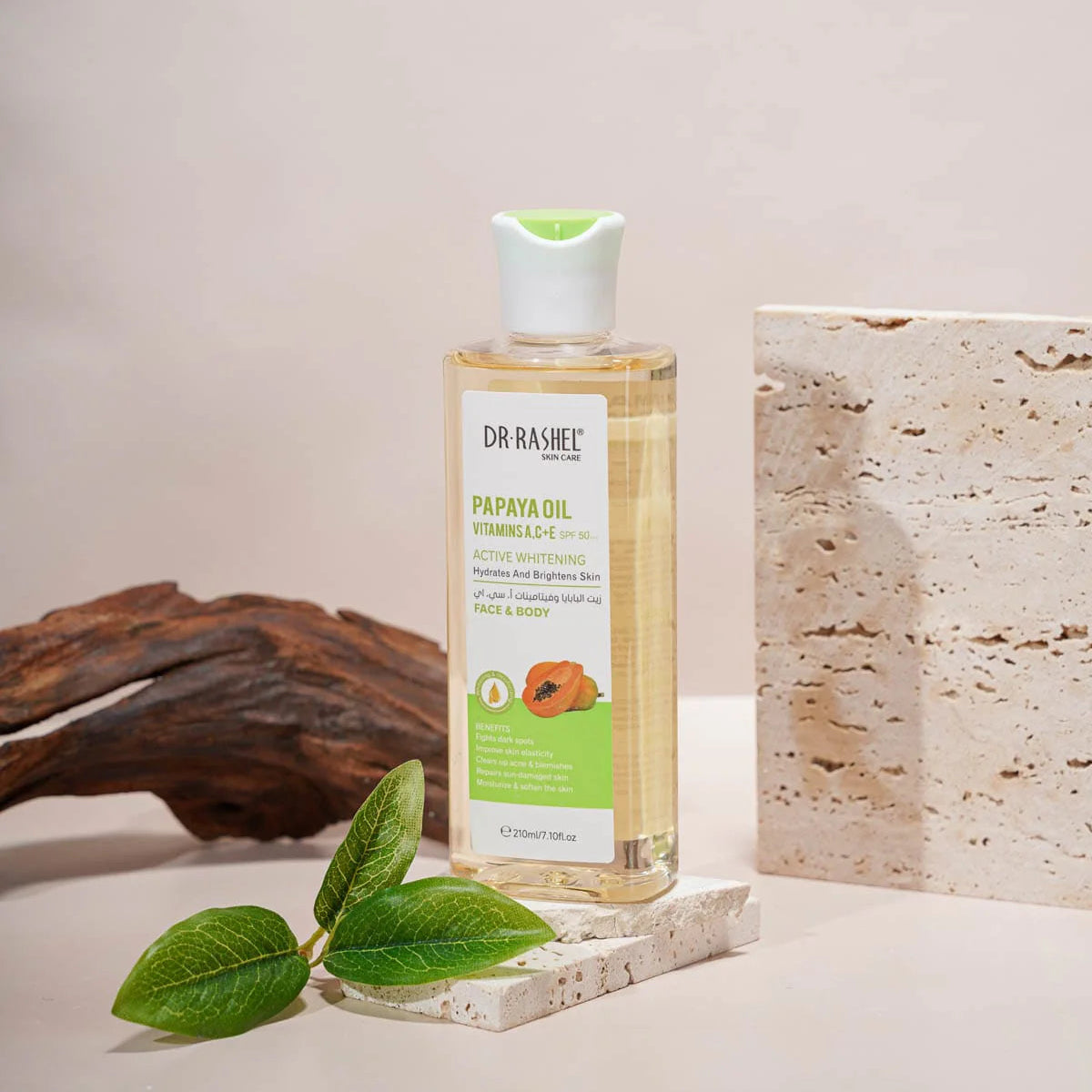 Dr Rashel Face & Body Papaya Oil Vitamins A,C+E SPF50+ Active Whitening Hydrates and Brightens Skin