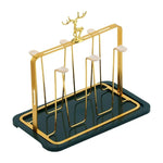 Golden Metal Glass Stand Cup Drying Rack For Kitchen