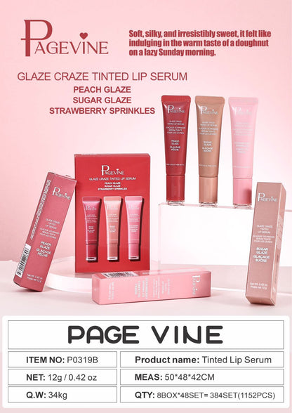 PageVine Glaze Craze Tinted Lip Serum 8Pc Set
