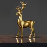 Nordic Luxury Resin Deers Statue Ornament 2Pcs Set Fiber Material