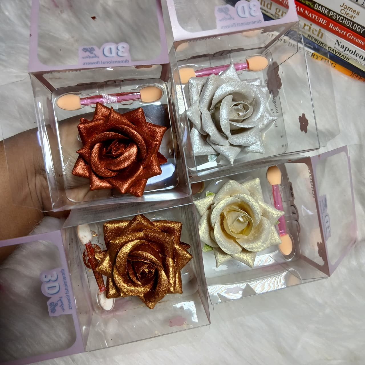 Loleeta 3D Three-dimensional Rose Highlighter + Eye Shadow Powder Easy Coloring Highlight Powder Face Contour Makeup