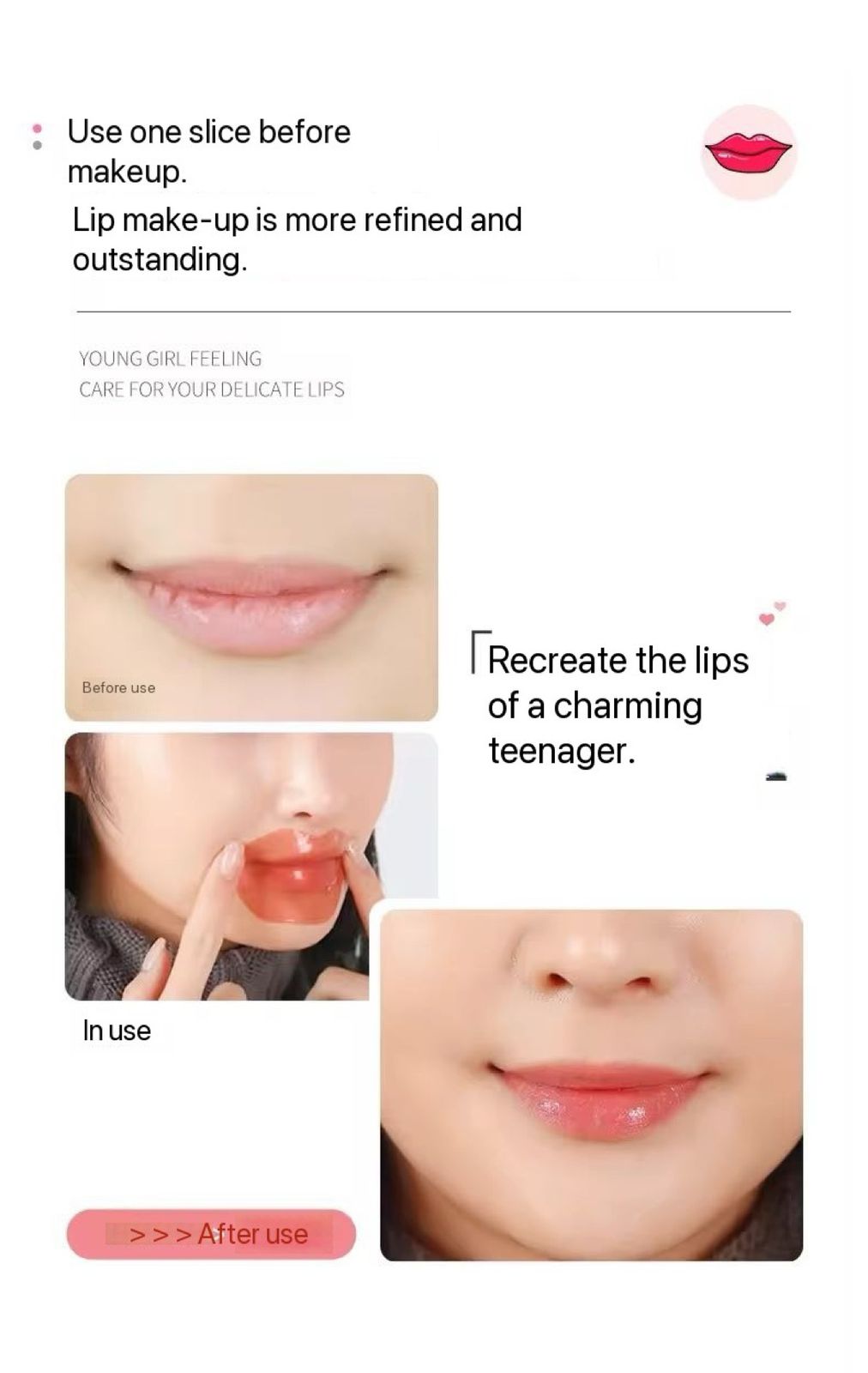 ZHIDUO Pink Lip Shaped Mask Sheets Moisturizing Anti-Wrinkle&nbsp