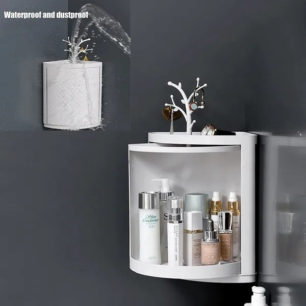 360° Rotatable Corner Bathroom Storage Organizer