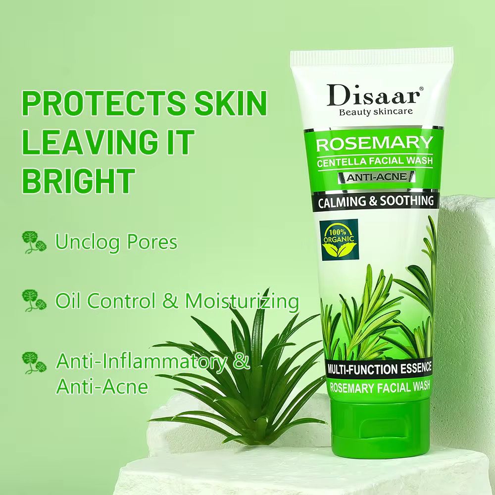 DISAAR  Rosemary Centella Vegan Cream Facial Wash Anti-Wrinkle Oil Control Deep Cleansing Pore Acne Clear Smoothing Face Cleanser