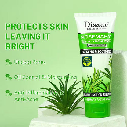 DISAAR  Rosemary Centella Vegan Cream Facial Wash Anti-Wrinkle Oil Control Deep Cleansing Pore Acne Clear Smoothing Face Cleanser