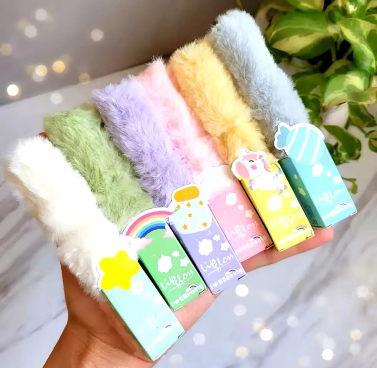 Cute Fur Lip Gloss 6Pcs Set