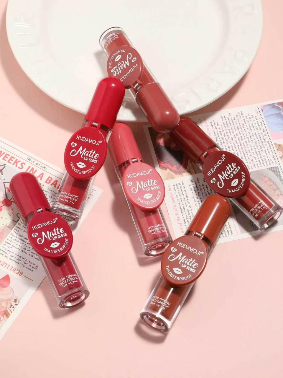 Hudamoji Matte Transferproof Lip Gloss Pack of 6