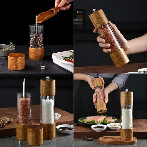 Wooden Salt and Pepper Grinder Crusher Shaker Wood And Acrylic Material